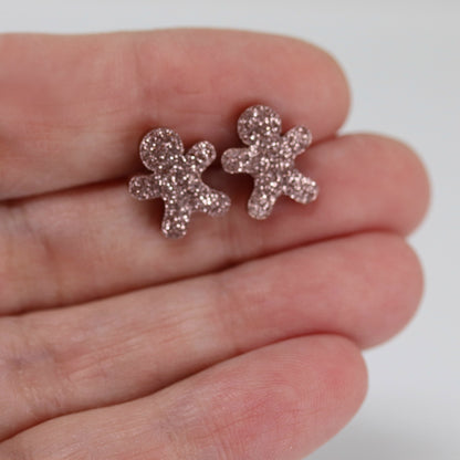 Glitter Gingerbread Cookie Stud Earrings