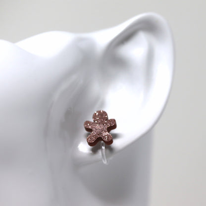 Glitter Gingerbread Cookie Stud Earrings