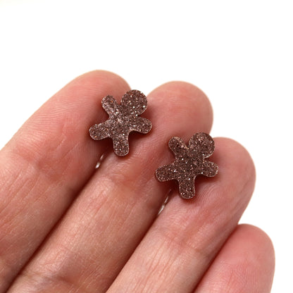 Glitter Gingerbread Cookie Stud Earrings