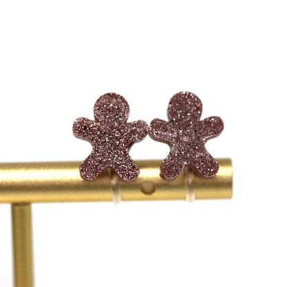 Glitter Gingerbread Cookie Stud Earrings