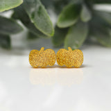 Plastic Post or Invisible Clip On, Metal Free Glitter Pumpkin Earrings, 12mm