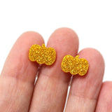 Plastic Post or Invisible Clip On, Metal Free Glitter Pumpkin Earrings, 12mm