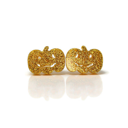 jack-o-lantern glitter orange earrings