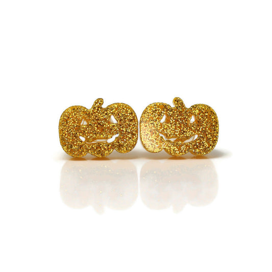 jack-o-lantern glitter orange earrings