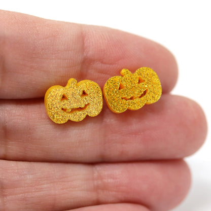 Glitter Jack-o-Lantern Earrings