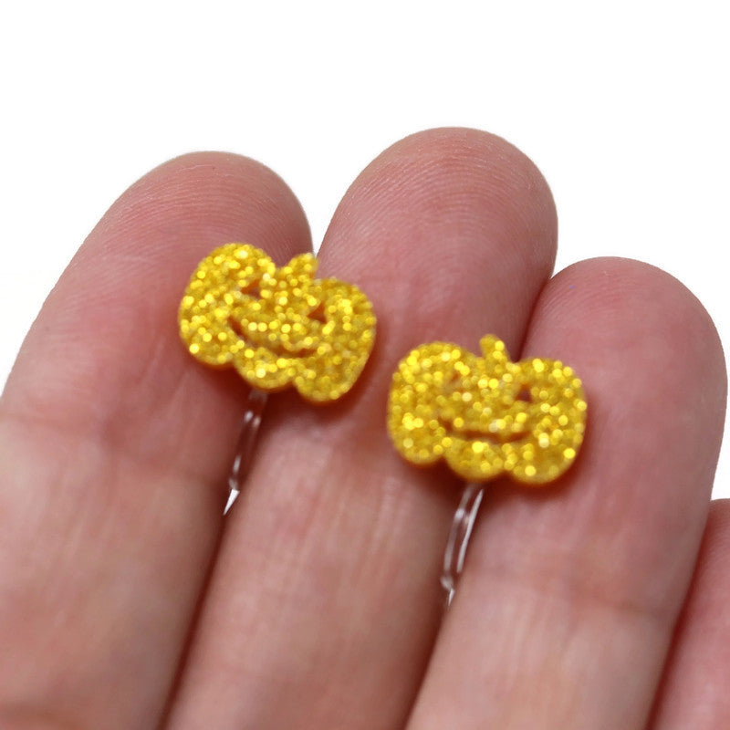 Glitter Jack-o-Lantern Earrings