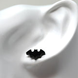 Plastic Post or Invisible Clip On, Metal Free Bat Earrings,15mm