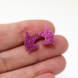 Plastic Post or Invisible Clip On Metal Free, Glitter Unicorn Earrings, 10mm
