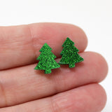 Glitter Christmas Tree Stud Earrings, 11mm