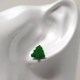 Glitter Christmas Tree Stud Earrings, 11mm