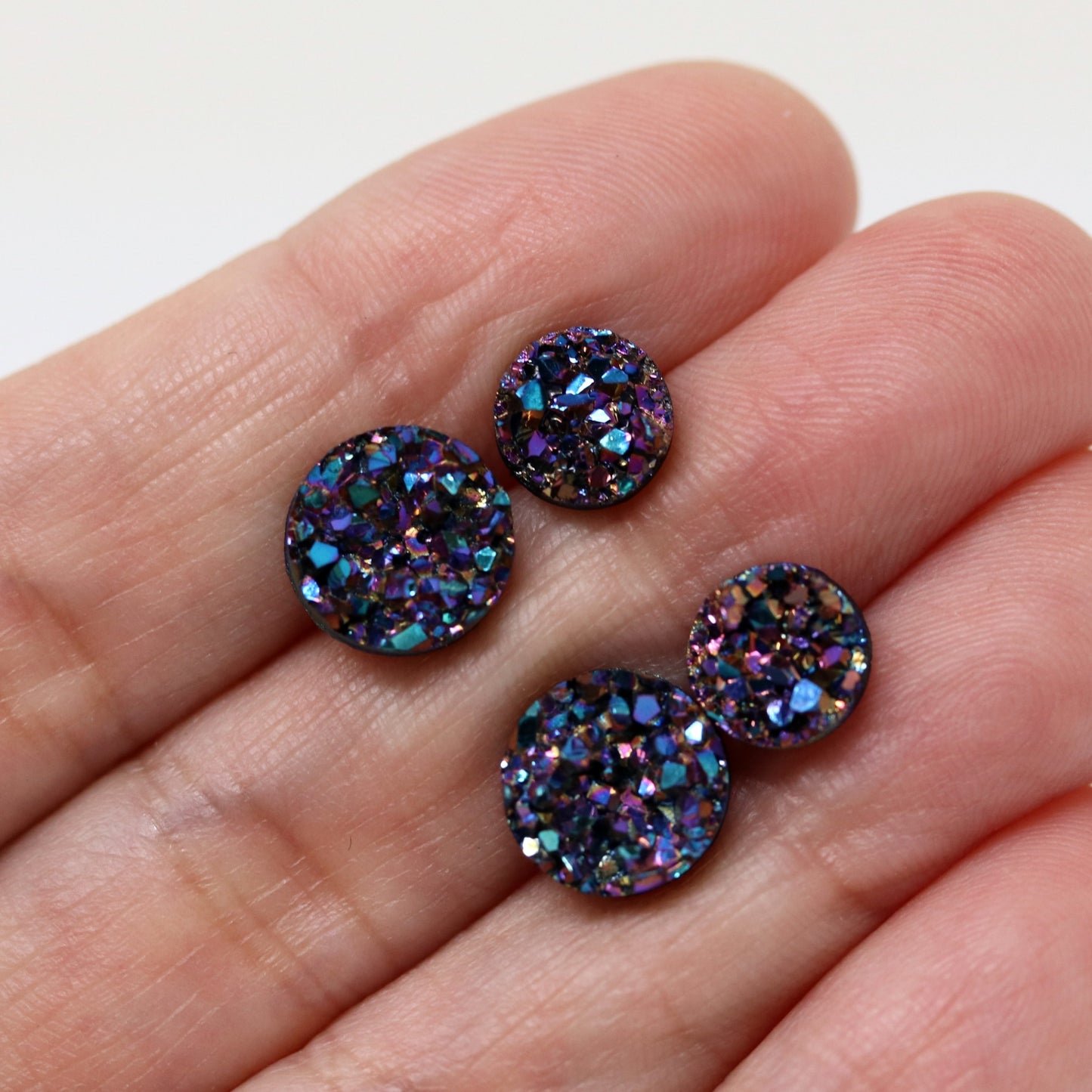 Faux Druzy Stud Earrings, 8mm