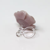 Plastic Posts or Invisible Clip Ons Metal Free Antique Mauve Rose Floral Earrings, 10mm, 15mm