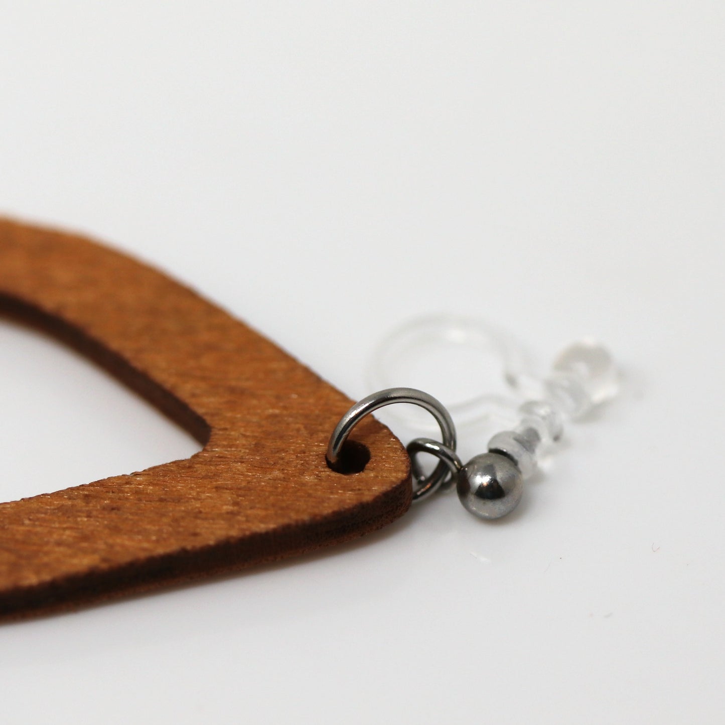 Wood Open Teardrop Dangle Earrings