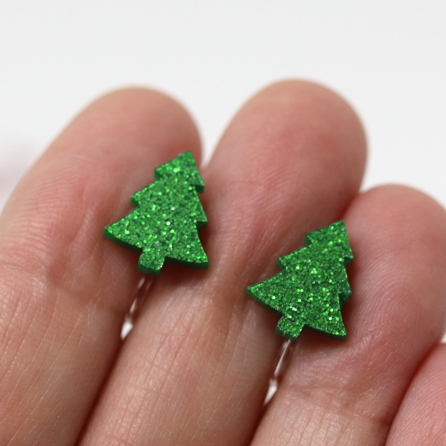 Glitter Christmas Tree Stud Earrings