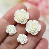 Plastic Posts or Invisible Clip Ons Metal Free Winter White Rose Floral Earrings, 10mm, 15mm