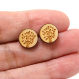 Plastic Post Earrings or Invisible Clip On Metal Free Wood Studs, 17 Designs