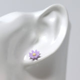 Plastic Post or Invisible Clip On Metal Free Wildflower Earrings 9mm