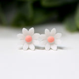 Plastic Post or Invisible Clip On Metal Free Wildflower Earrings 9mm