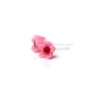 Plastic Post or Invisible Clip On Metal Free Tiny Flower Earrings 6mm