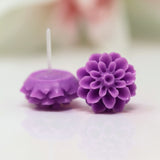 Plastic Posts or Invisible Clip On Metal Free Dahlia Floral Earrings, 15mm