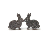 Plastic Post or Invisible Clip On Metal Free Bunny Earrings 12mm