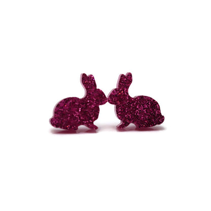 Glitter Bunny Stud Earrings