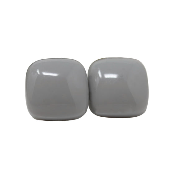 A pair of large rounded square cabochon stud earrings in a beige color, displayed against a white background with a 'More Colors' text overlay.