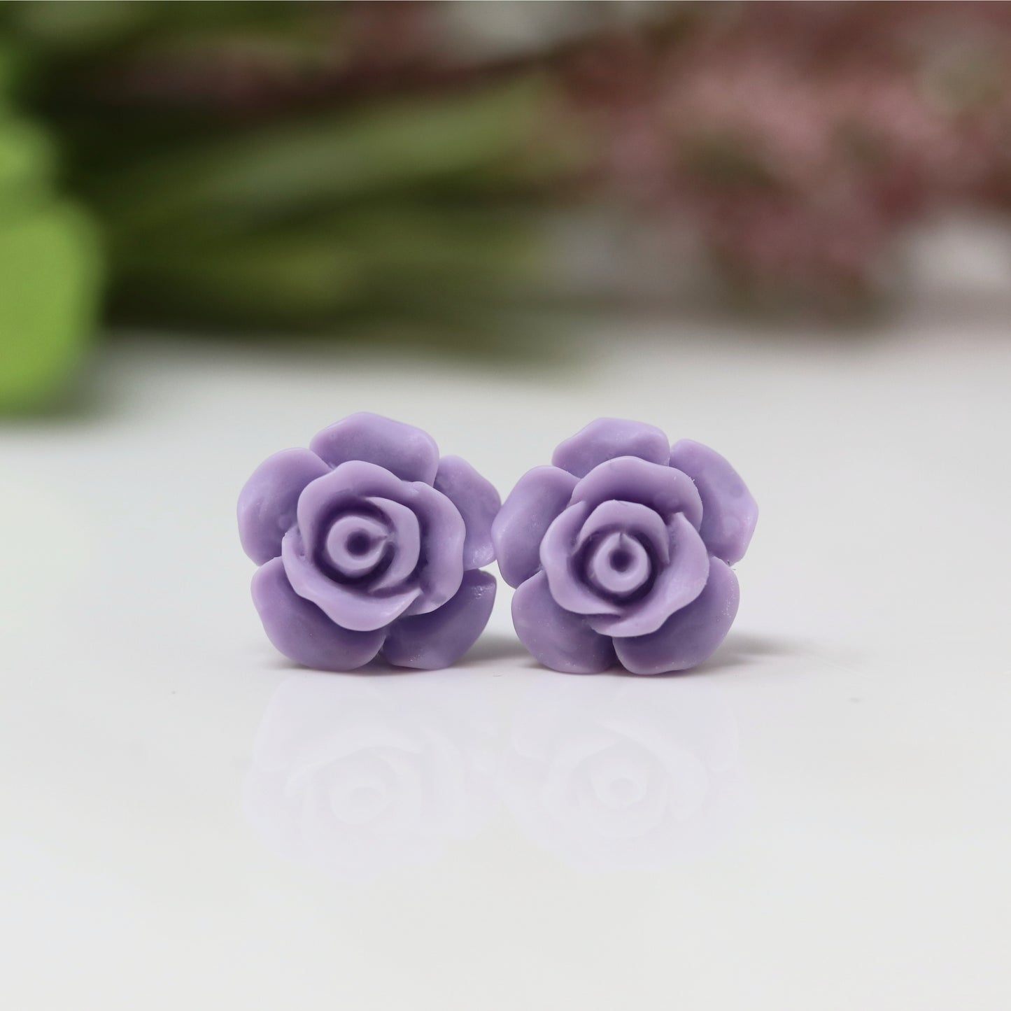 Boucles d'oreilles à tige en forme de rose, 13 mm