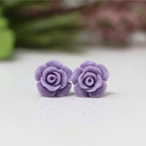 Plastic Post or Invisible Clip on Metal Free Earrings, Rose 13mm