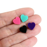 Plastic Post or Invisible Clip On Metal Free Acrylic Heart Earrings
