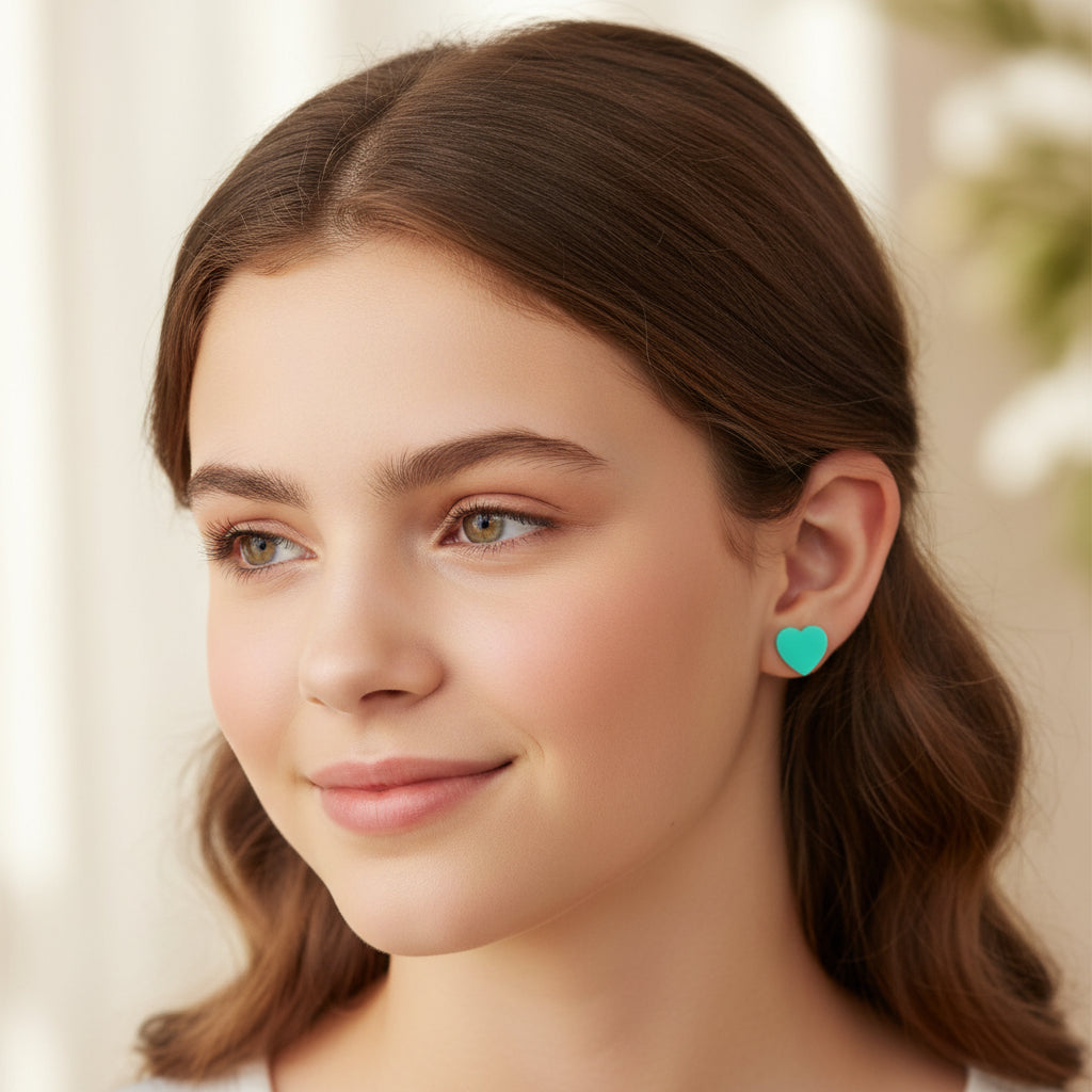 Boucles d'oreilles à tige en forme de cœur en acrylique, 10 mm