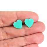 Plastic Post or Invisible Clip On Metal Free Acrylic Heart Earrings