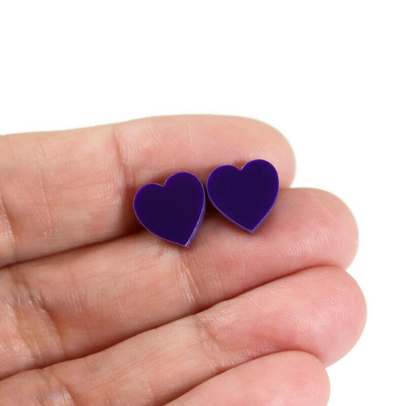 Boucles d'oreilles à tige en forme de cœur en acrylique, 10 mm