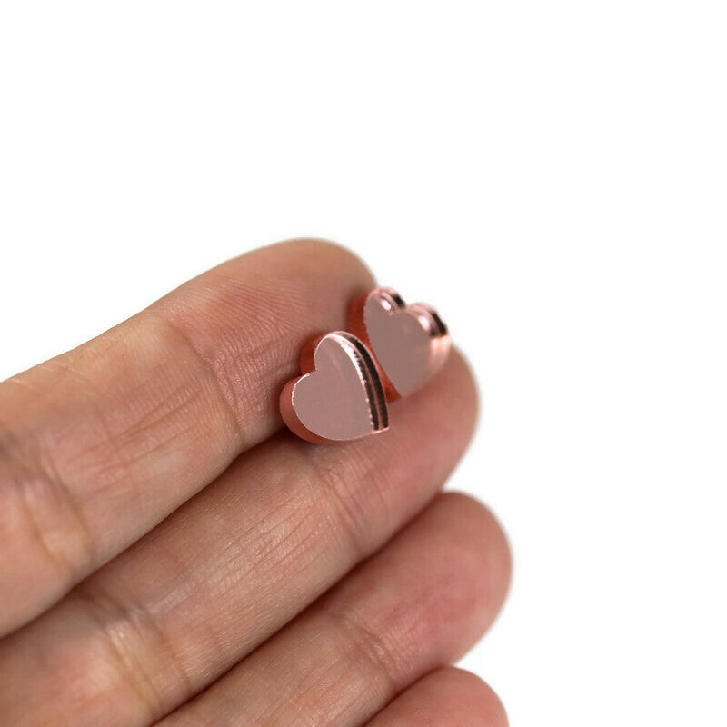 Acrylic Mirror Heart Stud Earrings