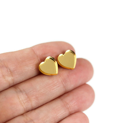Acrylic Mirror Heart Stud Earrings