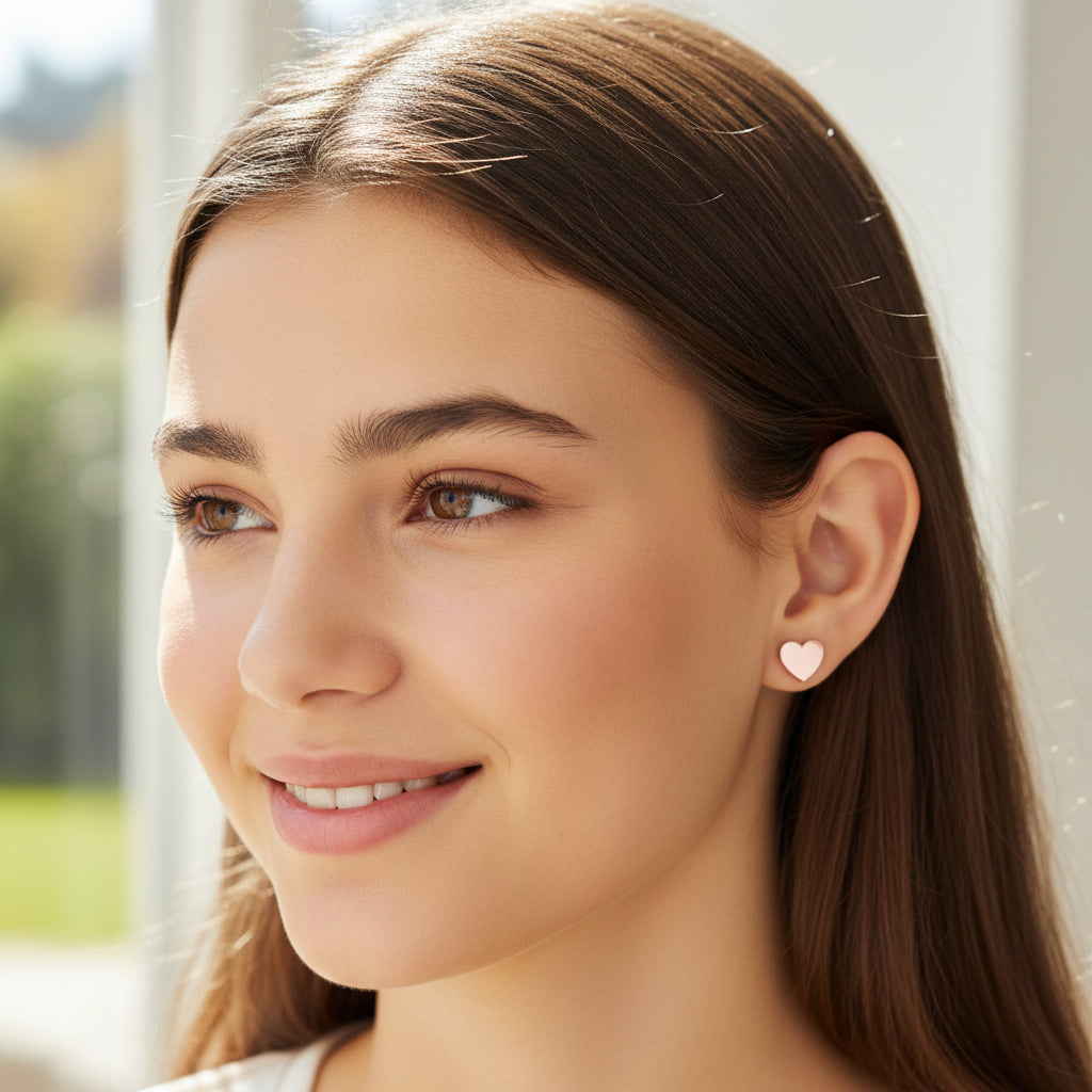 Acrylic Mirror Heart Stud Earrings