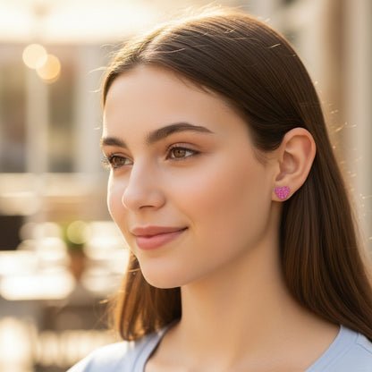 Glitter Heart Stud Earrings