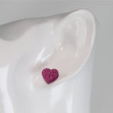 Plastic Post or Invisible Clip On Metal Free Glitter Heart Earrings