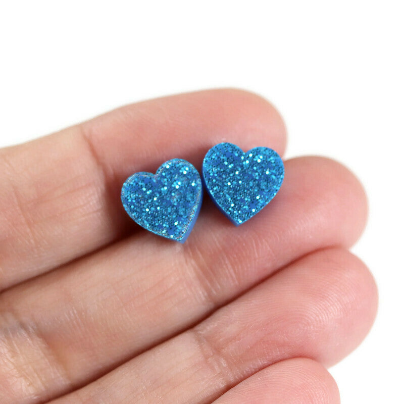 Glitter Heart Stud Earrings