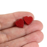 Plastic Post or Invisible Clip On Metal Free Glitter Heart Earrings