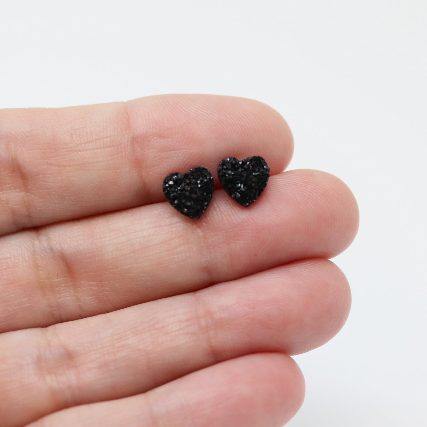 Dainty Faux Druzy Heart Stud Earrings