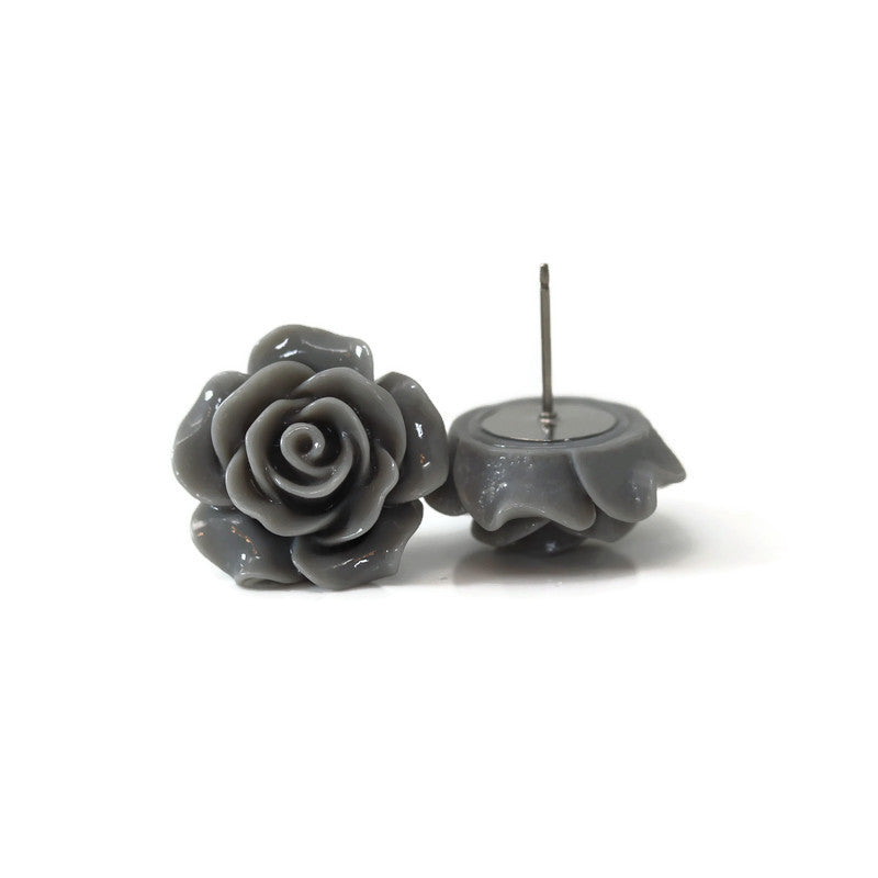 Grandes boucles d'oreilles à tige en forme de rose, 19 mm