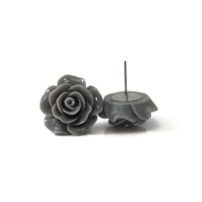 Large Rose Floral Stud Earrings