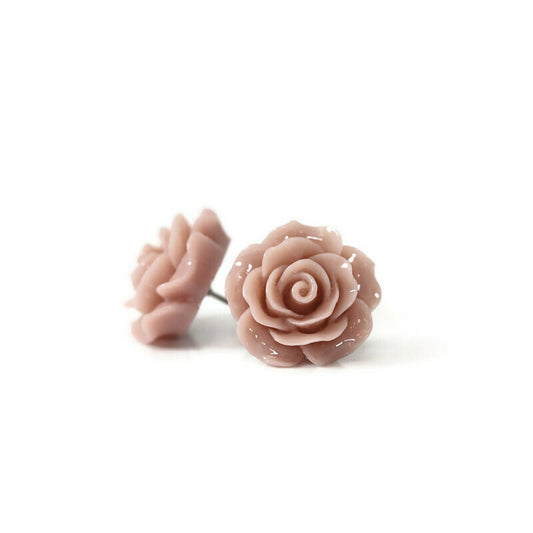 Large Rose Floral Stud Earrings
