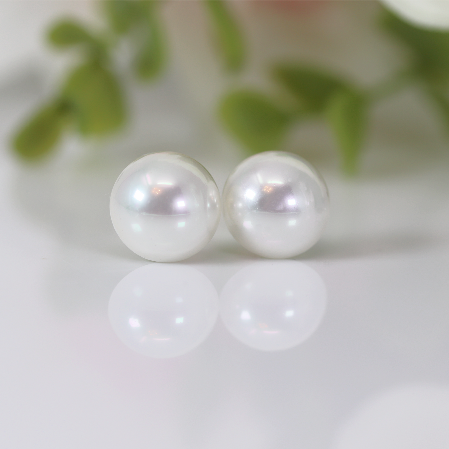 Cabochon (Half Round) Shell Stud Pearl Earrings