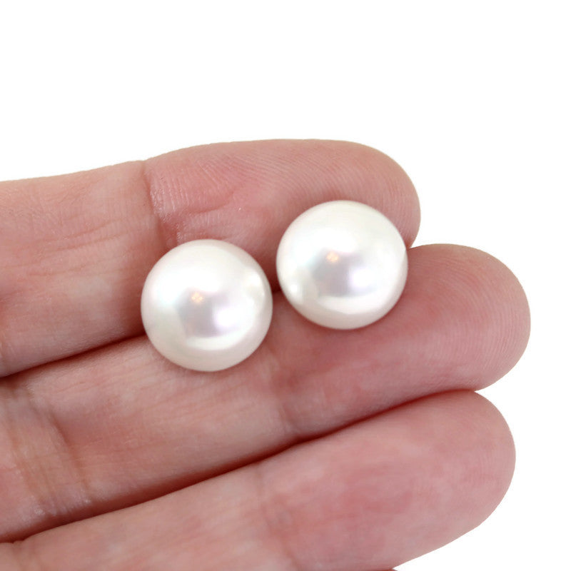 Cabochon (Half Round) Shell Stud Pearl Earrings