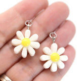 Dangle Earrings, White Daisy
