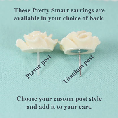 Large Rose Floral Stud Earrings