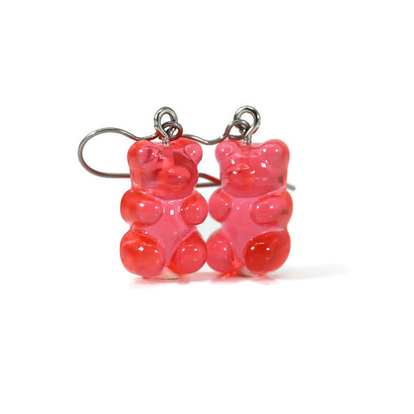 Boucles d'oreilles pendantes en forme d'ourson en gélatine - 7 couleurs