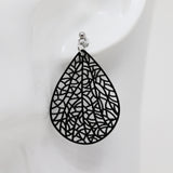Invisible Clip On or Titanium or Plastic Hook Dangle Earrings, Filigree Teardrop, 56mm
